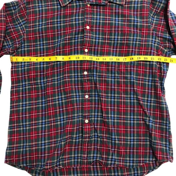 Club Room 100% Cotton Checkered Flannel Size XL Red Green Blue Long Sleeve - Picture 12 of 15